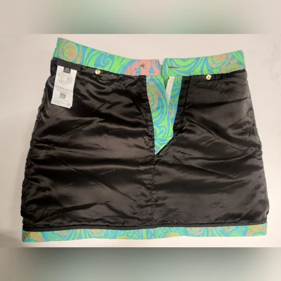 Versace Psycadellic Print Denim A  -Line Mini Skirt Italy SZ 42 - Picture 11 of 15